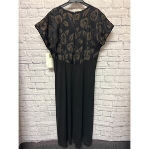 Kelley Bishop Evenings Vintage Black Floral Cap Sleeve Maxi Dress NWT Plus SZ 24